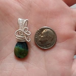 Blue opalized wood pendant